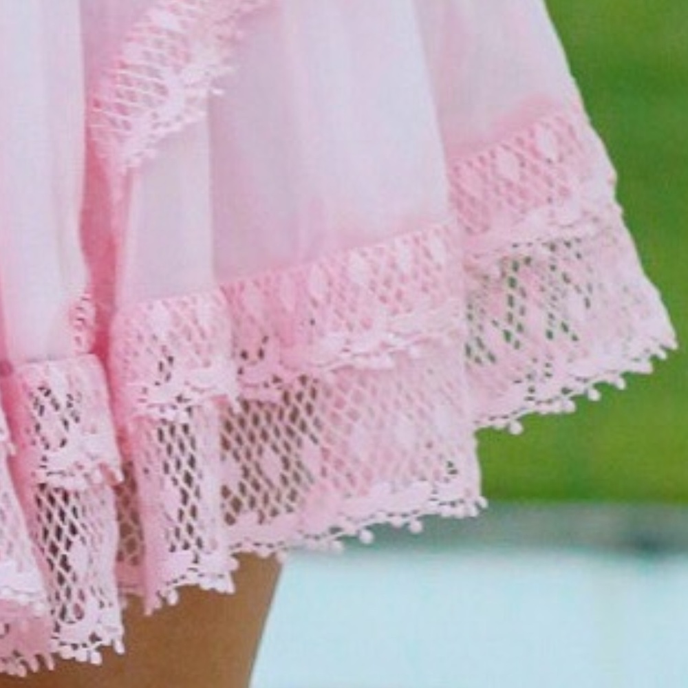 LIGHT PINK MINI DRESS WITH CROCHET AND LACE DETAILS - Picture 15 of 16